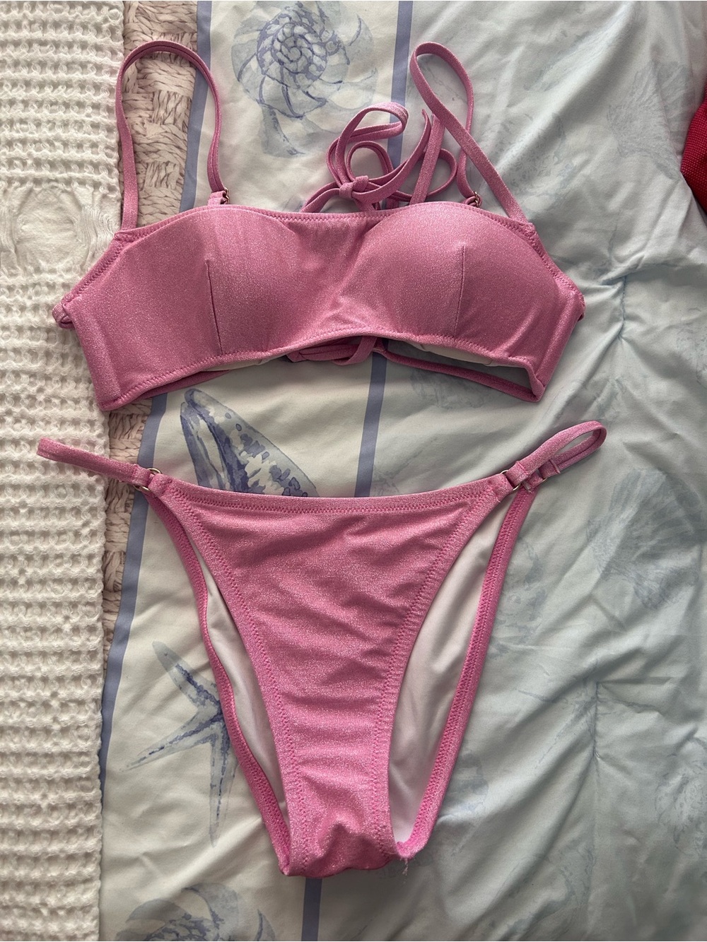 Victoria's Secret Pink Bikini Top with Gold Rings